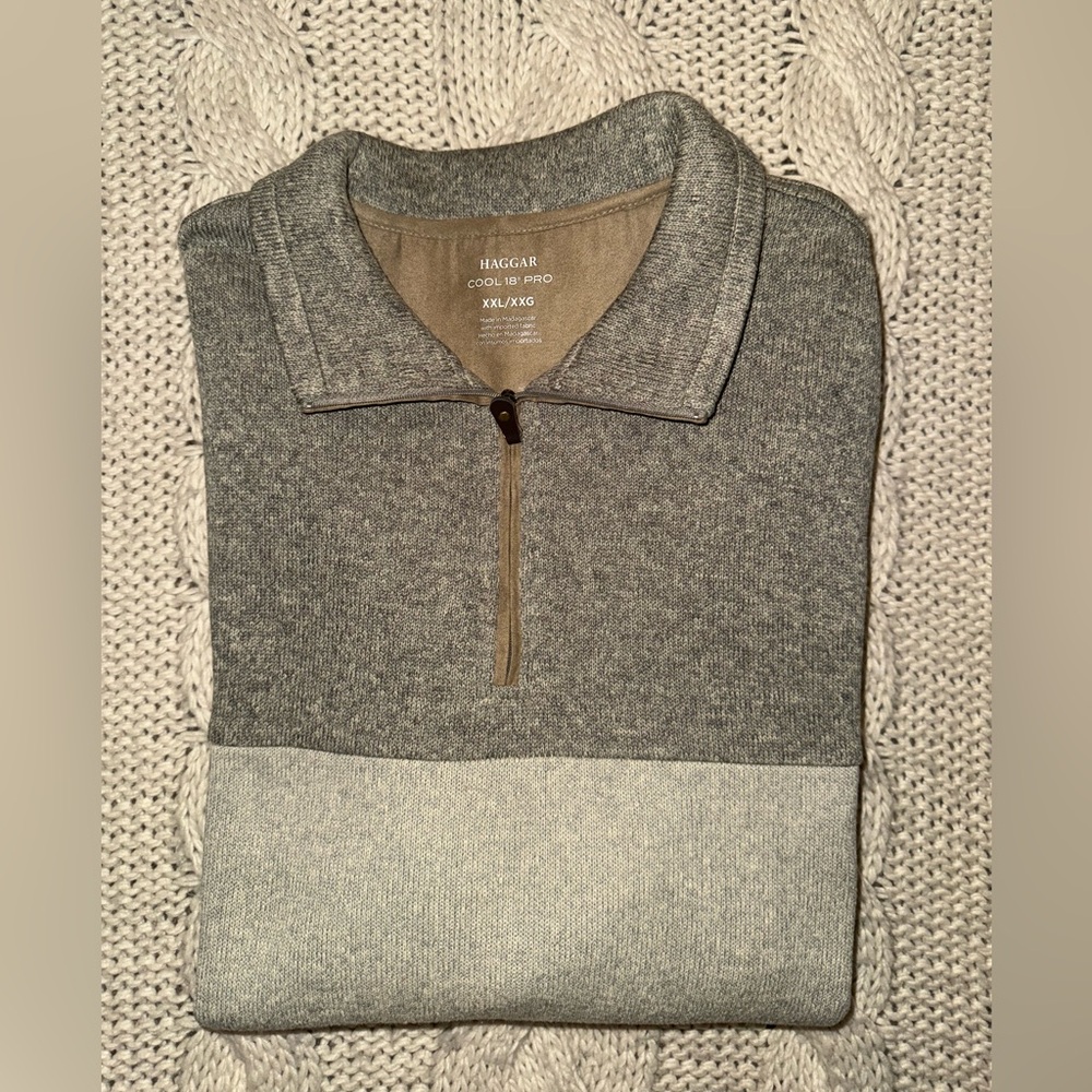 Haggar cool 18 pro Men's‎ Two-Tone Gray Zip-Up Sweater